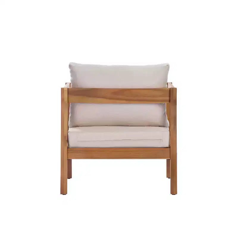 ModernLuxe Sedia da Salotto da Esterno in Legno di Acacia con Cuscino, Poltrona Club Resistente alle Intemperie per Giardino/Patio