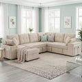 Dyonery 112 Modular Sofa Set, L-Shaped 7-Seater Sofa Bed / With Height-Adjustable Storage Chaise Armrests / USB/LED Light, Chenille Sofa Bed.