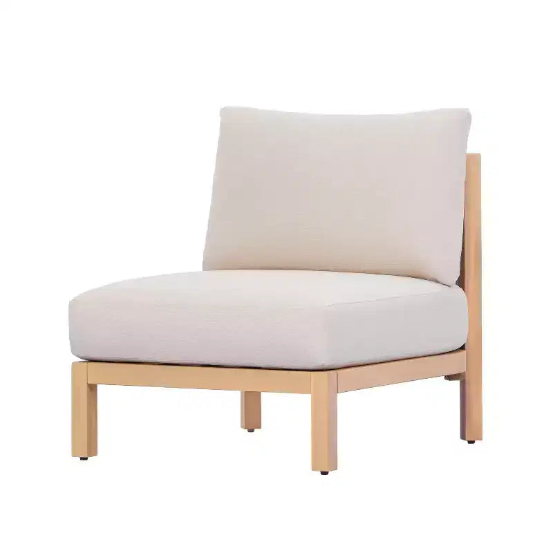 ModernLuxe 1/2 Poltrone da esterno in legno di acacia, con seduta profonda intrecciata in corda e cuscino impermeabile, teak chiaro+beige