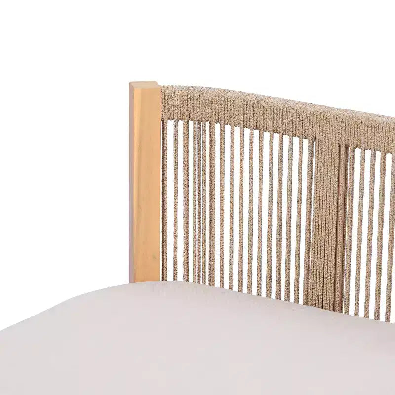 ModernLuxe 1/2 Poltrone da esterno in legno di acacia, con seduta profonda intrecciata in corda e cuscino impermeabile, teak chiaro+beige