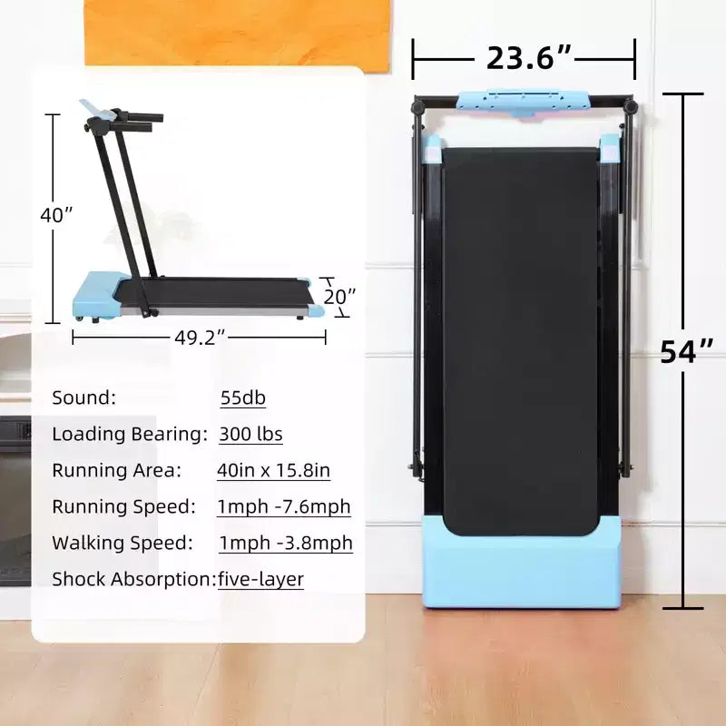 Tapis Roulant Pieghevole NAYSAYE per Casa, Attrezzatura Multifunzione per Esercizi di Camminata e Corsa, Blu, 49,2*23,6*42,9