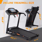 NAYSAYE Tapis Roulant Inclinato Pieghevole, Macchina per Camminata e Corsa con Cardiofrequenzimetro e Portabicchieri per Palestra Domestica, Nero, 50*26.4*46.5