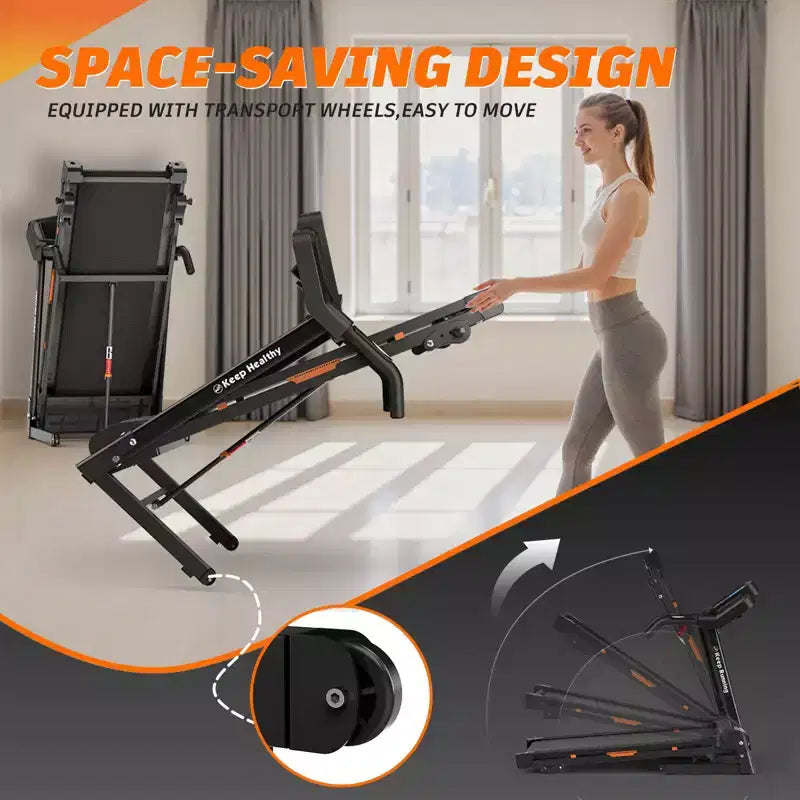 NAYSAYE Tapis Roulant Inclinato Pieghevole, Macchina per Camminata e Corsa con Cardiofrequenzimetro e Portabicchieri per Palestra Domestica, Nero, 50*26.4*46.5