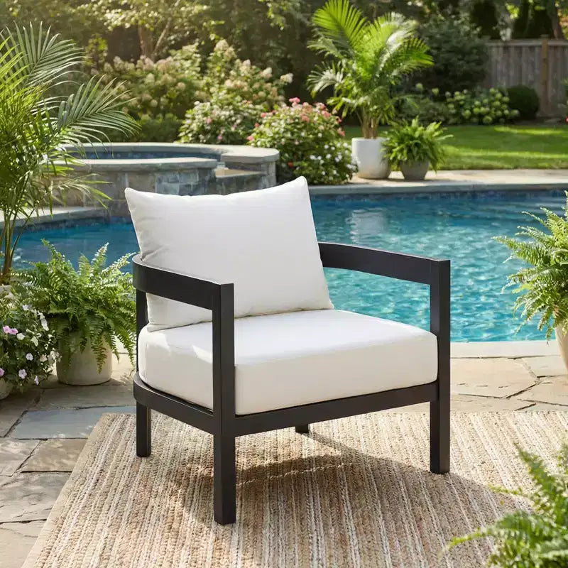 ModernLuxe Sedia da Giardino Sedia a Sdraio Singola da Esterno Ergonomica con Morbidi Cuscini Impermeabili e Telaio Antiruggine