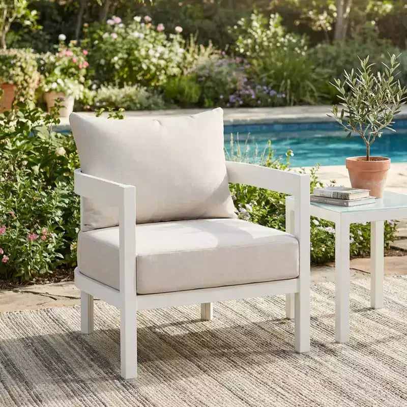 ModernLuxe Sedia da Giardino Sedia a Sdraio Singola da Esterno Ergonomica con Morbidi Cuscini Impermeabili e Telaio Antiruggine
