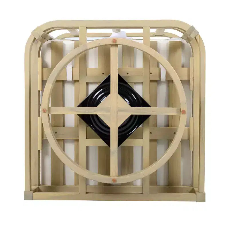 ModernLuxe Poltrona Girevole da Esterno in Legno di Acacia, Finitura Teak, Cuscino Crema, Sedia Intrecciata in Corda per Giardino/Patio