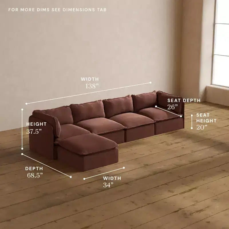 Anabei Modular Washable 4-Seater Sofa Sectional | Memorix+ Seat & Contour Pillow