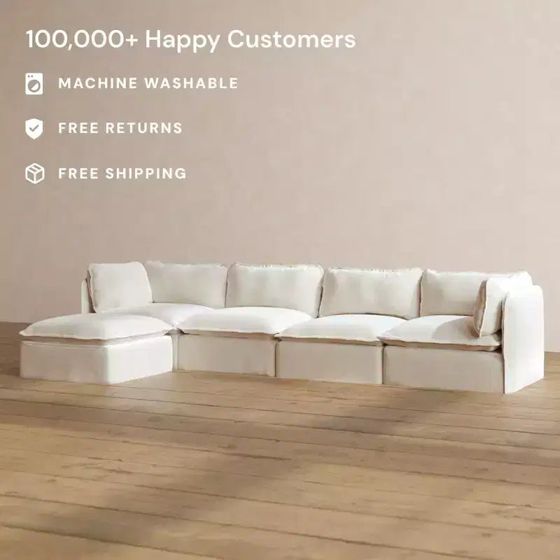 Anabei Modular Washable 4-Seater Sofa Sectional | Memorix+ Seat & Contour Pillow