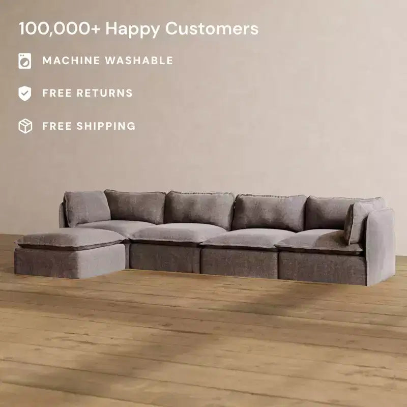 Anabei Modular Washable 4-Seater Sofa Sectional | Memorix+ Seat & Contour Pillow