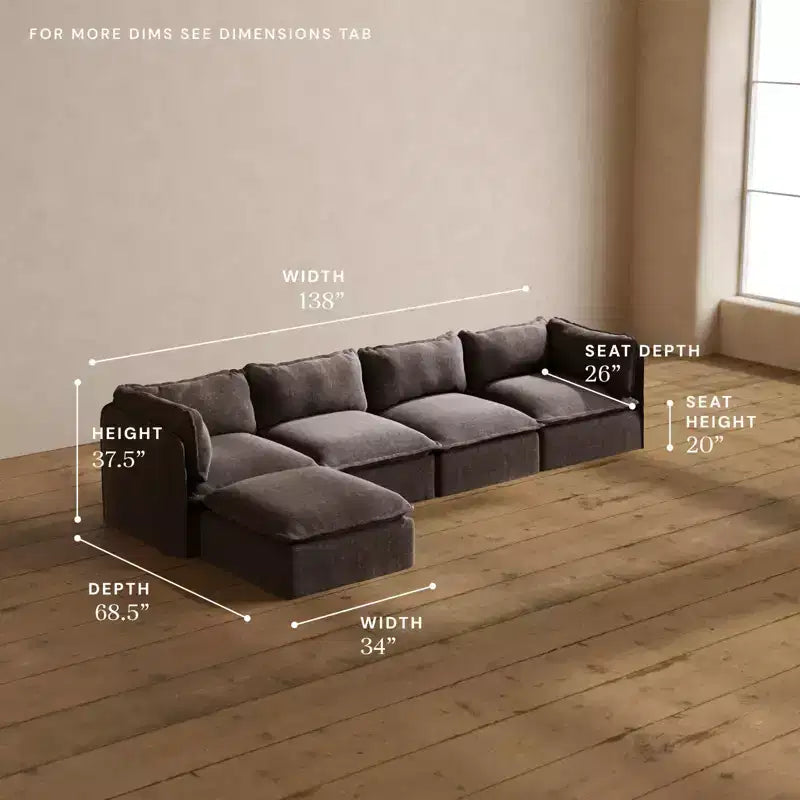 Anabei Modular Washable 4-Seater Sofa Sectional | Memorix+ Seat & Contour Pillow