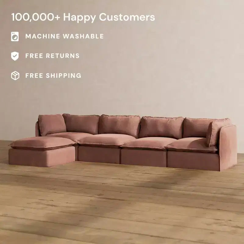 Anabei Modular Washable 4-Seater Sofa Sectional | Memorix+ Seat & Contour Pillow