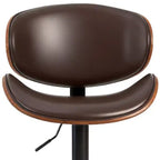 HomeRoots Set of Two Brown and Black Faux Leather Wood And Aluminum Adjustable Height Swivel Bar Chairs