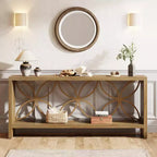 Lantine Tavolo Console Stretto da 180 cm, Tavolo da Divano Lungo Stile Rustico con Ripiano, per Ingresso, Soggiorno, Foyer, Design Unico, Naturale