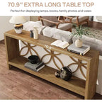Lantine Tavolo Console Stretto da 180 cm, Tavolo da Divano Lungo Stile Rustico con Ripiano, per Ingresso, Soggiorno, Foyer, Design Unico, Naturale