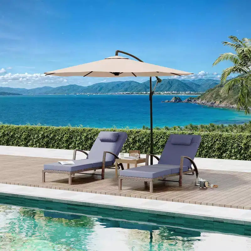 Set of 2 Patio Chaise Lounges,5-Position Adjustable PE Rattan Recliner with Armrests&Cushions,Collapsible Sun Lounger Chairs for Poolside,Deck,Garden