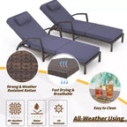 Set of 2 Patio Chaise Lounges,5-Position Adjustable PE Rattan Recliner with Armrests&Cushions,Collapsible Sun Lounger Chairs for Poolside,Deck,Garden