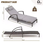 Set of 2 Patio Chaise Lounges,5-Position Adjustable PE Rattan Recliner with Armrests&Cushions,Collapsible Sun Lounger Chairs for Poolside,Deck,Garden