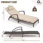 Set of 2 Patio Chaise Lounges,5-Position Adjustable PE Rattan Recliner with Armrests&Cushions,Collapsible Sun Lounger Chairs for Poolside,Deck,Garden