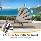 Set of 2 Patio Chaise Lounges,5-Position Adjustable PE Rattan Recliner with Armrests&Cushions,Collapsible Sun Lounger Chairs for Poolside,Deck,Garden