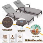 Set of 2 Patio Chaise Lounges,5-Position Adjustable PE Rattan Recliner with Armrests&Cushions,Collapsible Sun Lounger Chairs for Poolside,Deck,Garden