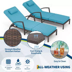 Set of 2 Patio Chaise Lounges,5-Position Adjustable PE Rattan Recliner with Armrests&Cushions,Collapsible Sun Lounger Chairs for Poolside,Deck,Garden