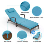 Set of 2 Patio Chaise Lounges,5-Position Adjustable PE Rattan Recliner with Armrests&Cushions,Collapsible Sun Lounger Chairs for Poolside,Deck,Garden