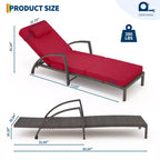 Set of 2 Patio Chaise Lounges,5-Position Adjustable PE Rattan Recliner with Armrests&Cushions,Collapsible Sun Lounger Chairs for Poolside,Deck,Garden