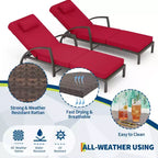 Set of 2 Patio Chaise Lounges,5-Position Adjustable PE Rattan Recliner with Armrests&Cushions,Collapsible Sun Lounger Chairs for Poolside,Deck,Garden