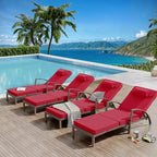 Set of 2 Patio Chaise Lounges,5-Position Adjustable PE Rattan Recliner with Armrests&Cushions,Collapsible Sun Lounger Chairs for Poolside,Deck,Garden