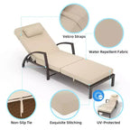 Set of 2 Patio Chaise Lounges,5-Position Adjustable PE Rattan Recliner with Armrests&Cushions,Collapsible Sun Lounger Chairs for Poolside,Deck,Garden