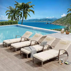Set of 2 Patio Chaise Lounges,5-Position Adjustable PE Rattan Recliner with Armrests&Cushions,Collapsible Sun Lounger Chairs for Poolside,Deck,Garden
