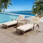 Set of 2 Patio Chaise Lounges,5-Position Adjustable PE Rattan Recliner with Armrests&Cushions,Collapsible Sun Lounger Chairs for Poolside,Deck,Garden