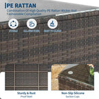 Set di divani a sezione da esterno in rattan PE a 5 pezzi, resistente a tutte le stagioni con tavolino in vetro e cuscino lavabile per cortile, ponte piscina