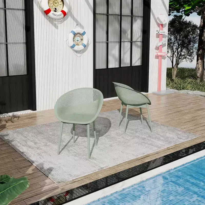 GDFStudio Joaquin Modern Polypropylene Outdoor Lounge Chairs with Curved Backrest (Set of 2)