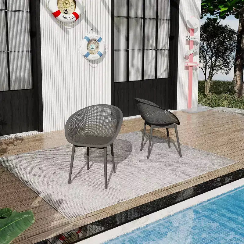 GDFStudio Joaquin Modern Polypropylene Outdoor Lounge Chairs with Curved Backrest (Set of 2)