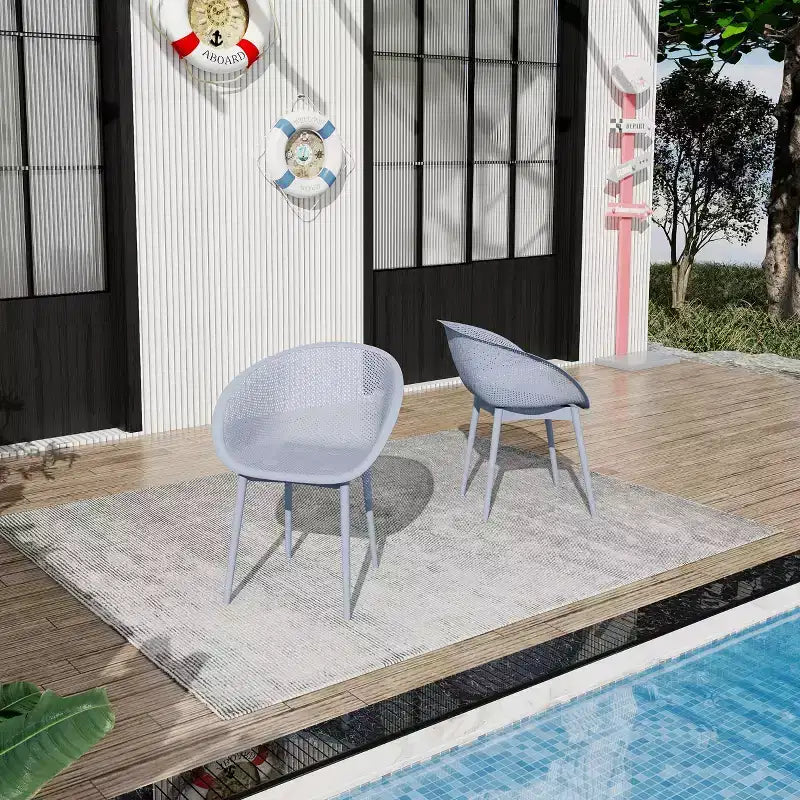 GDFStudio Joaquin Modern Polypropylene Outdoor Lounge Chairs with Curved Backrest (Set of 2)