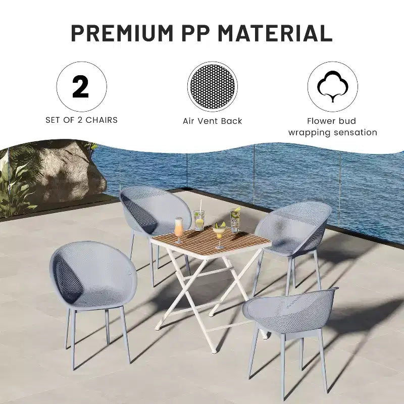 GDFStudio Joaquin Modern Polypropylene Outdoor Lounge Chairs with Curved Backrest (Set of 2)