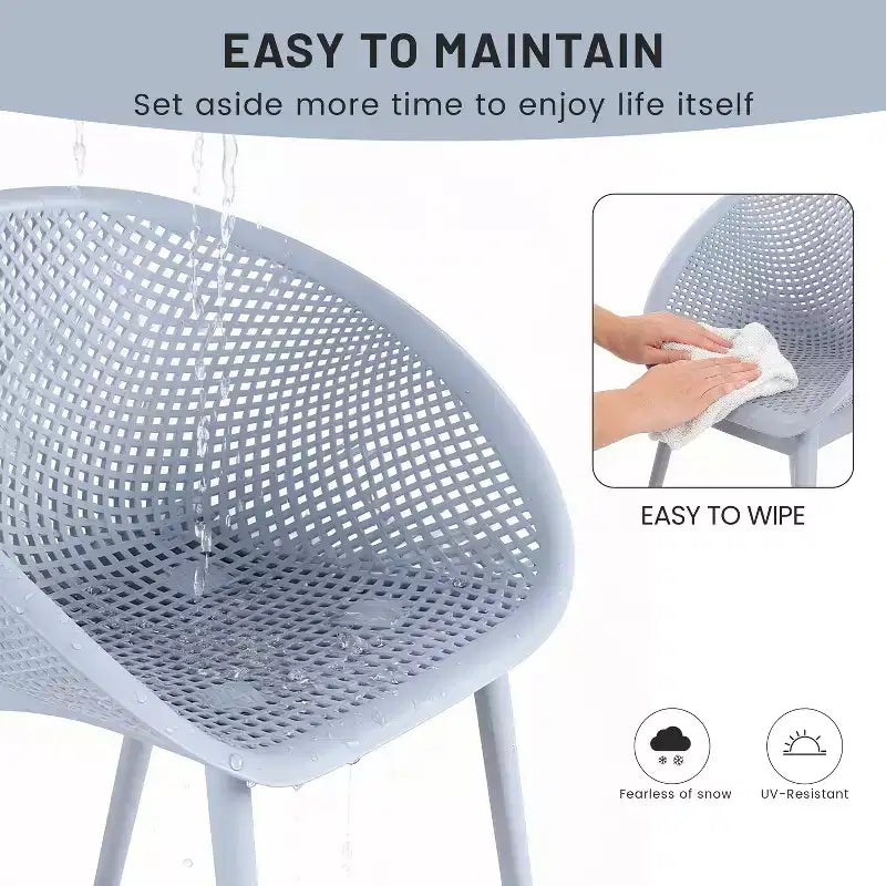 GDFStudio Joaquin Modern Polypropylene Outdoor Lounge Chairs with Curved Backrest (Set of 2)