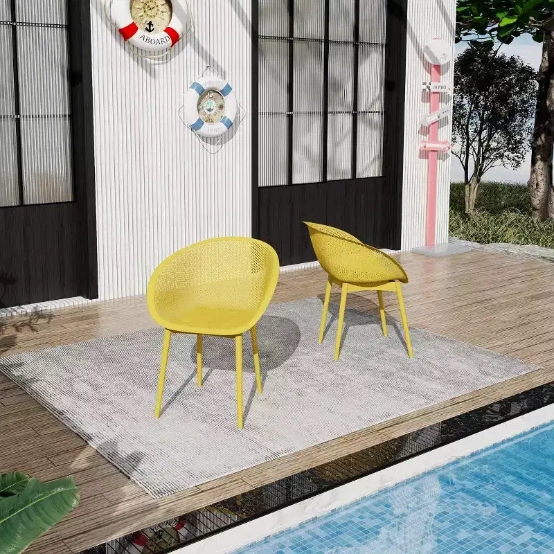 GDFStudio Joaquin Modern Polypropylene Outdoor Lounge Chairs with Curved Backrest (Set of 2)