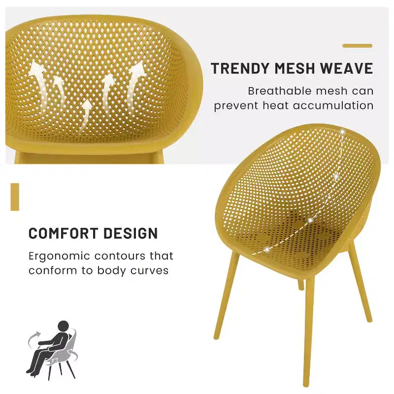 GDFStudio Joaquin Modern Polypropylene Outdoor Lounge Chairs with Curved Backrest (Set of 2)
