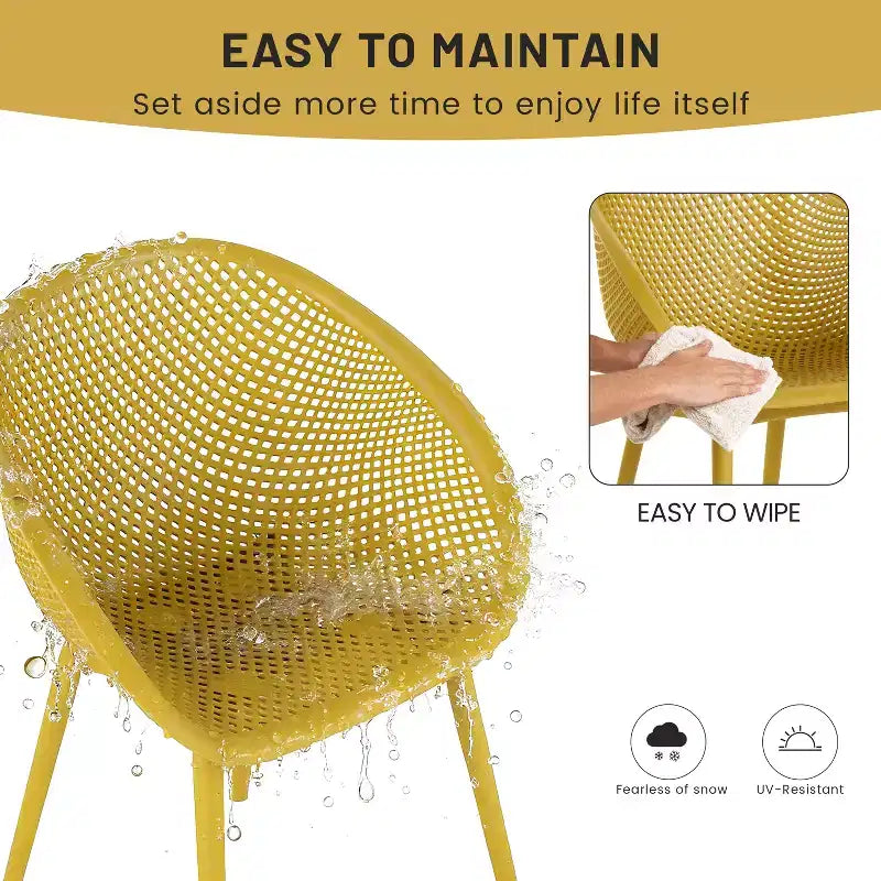 GDFStudio Joaquin Modern Polypropylene Outdoor Lounge Chairs with Curved Backrest (Set of 2)