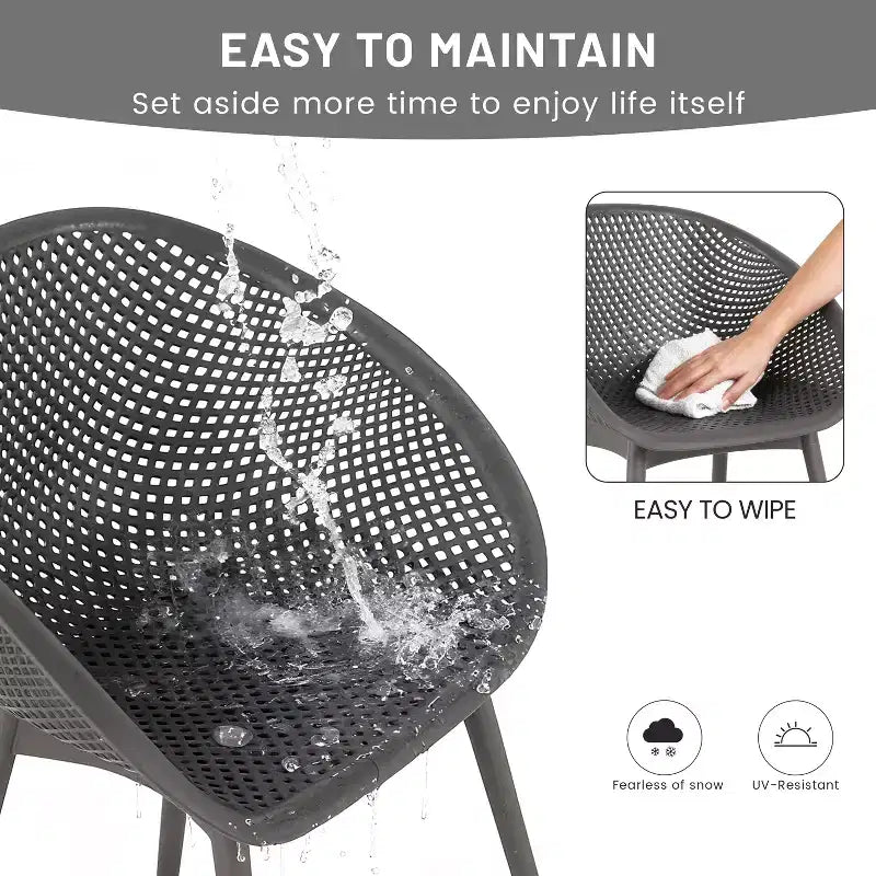 GDFStudio Joaquin Modern Polypropylene Outdoor Lounge Chairs with Curved Backrest (Set of 2)