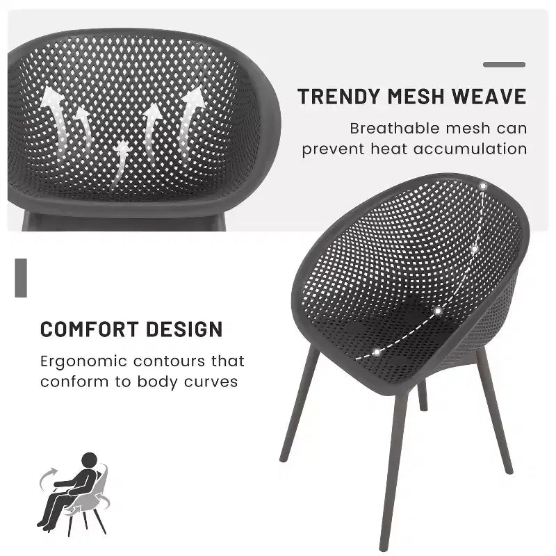 GDFStudio Joaquin Modern Polypropylene Outdoor Lounge Chairs with Curved Backrest (Set of 2)
