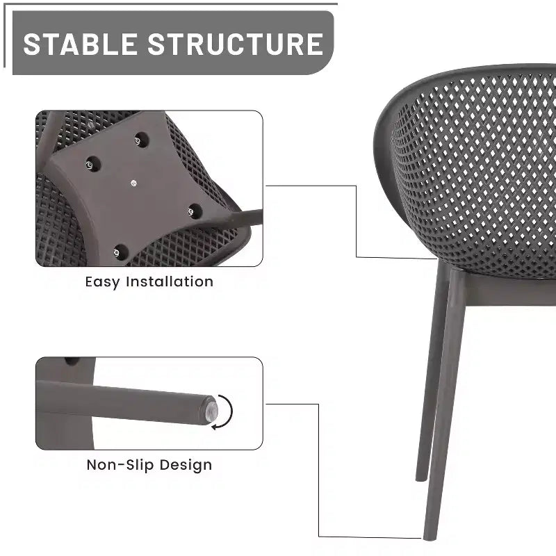 GDFStudio Joaquin Modern Polypropylene Outdoor Lounge Chairs with Curved Backrest (Set of 2)
