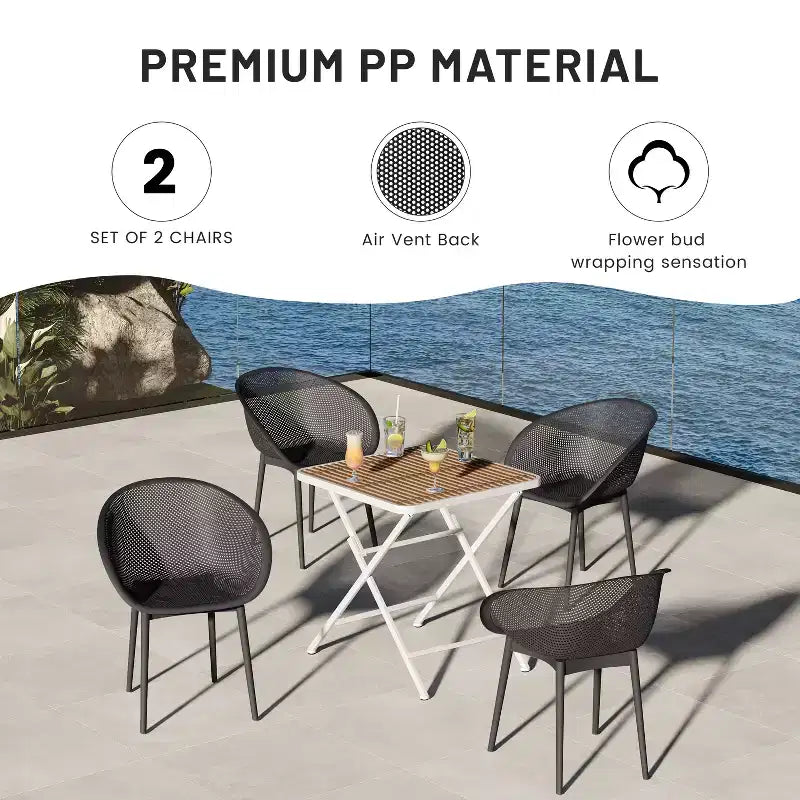 GDFStudio Joaquin Modern Polypropylene Outdoor Lounge Chairs with Curved Backrest (Set of 2)