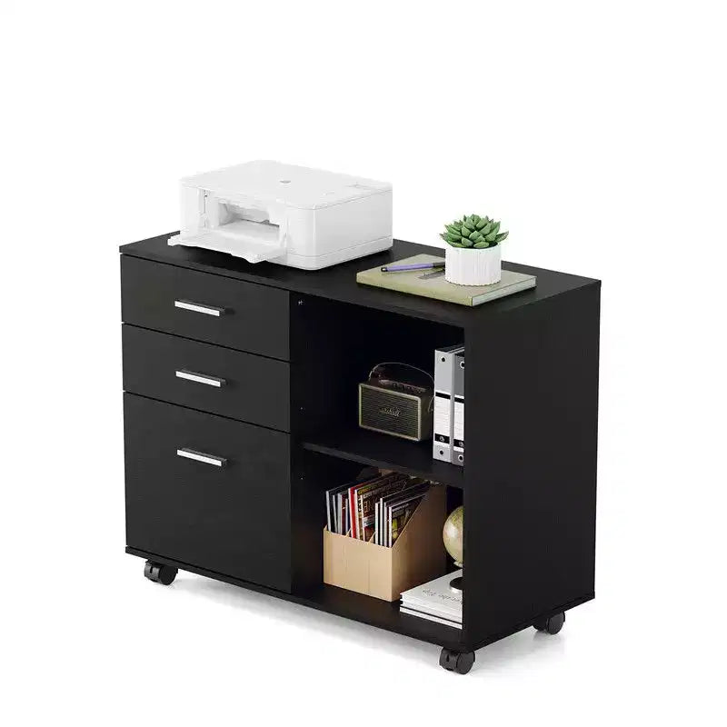 Karl Home31.5In. W 3-Drawer Wooden File Cabinet with Flat Side Table