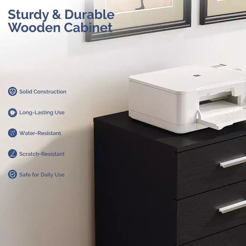 Karl Home31.5In. W 3-Drawer Wooden File Cabinet with Flat Side Table