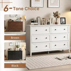 Karl Home 47 Inch Six Drawer Cabinet with Double Row Dual Handles Frame Design Melamine Finish