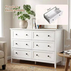 Karl Home 47 Inch Six Drawer Cabinet with Double Row Dual Handles Frame Design Melamine Finish