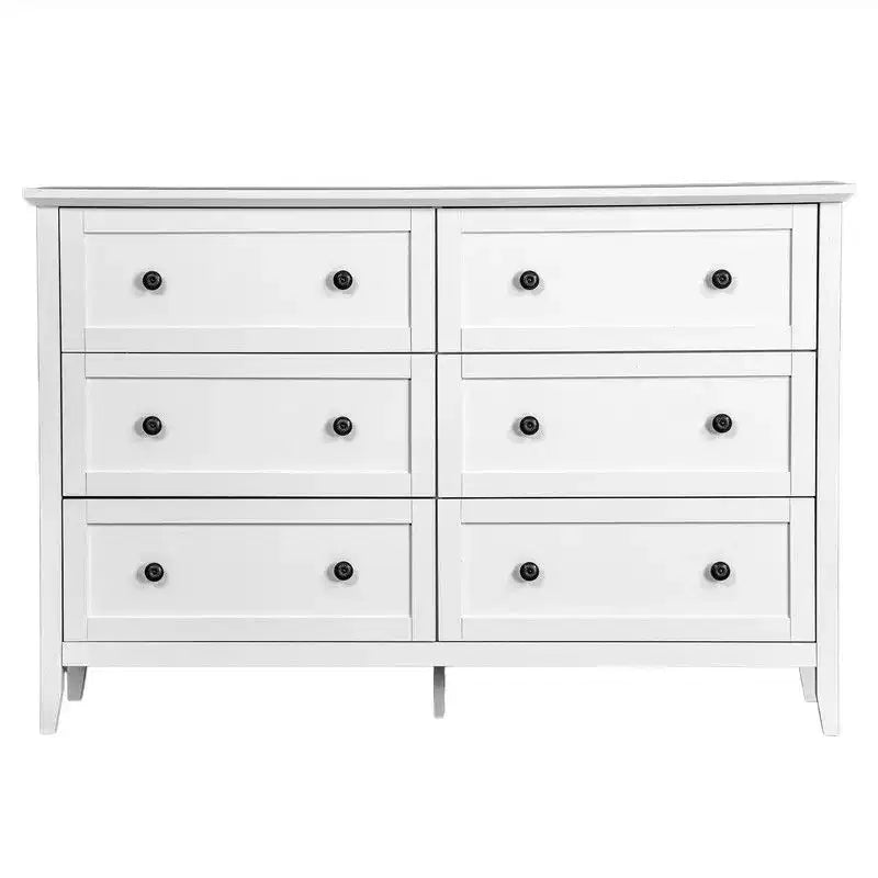 Karl Home 47 Inch Six Drawer Cabinet with Double Row Dual Handles Frame Design Melamine Finish